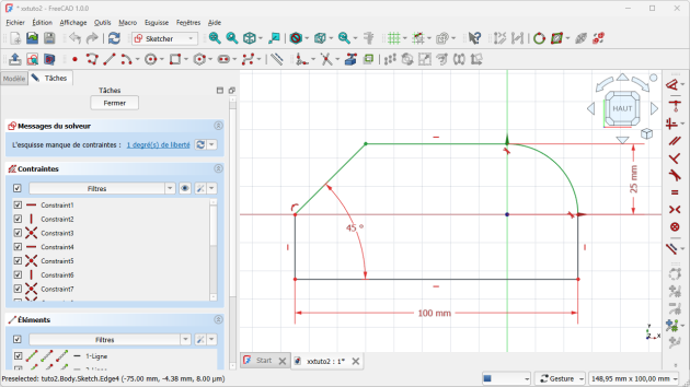 Interface de l'atelier Sketcher